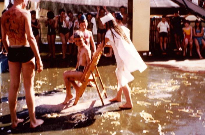 Stephen and other children on board in the 'Crossing of the Line' ceremony